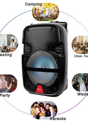 Колонка беспроводная с подсветкой и микрофоном 6.5" ∙ bluetooth-колонка с функцией караоке 6,5"