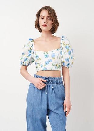 Топ льон zara квітковий жіночий хс