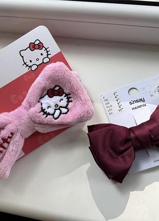Повʼязка на голову hello kitty + заколка бант sinsay