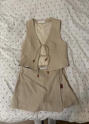Жіночий костюм zara, колір бежевий, розмір хs