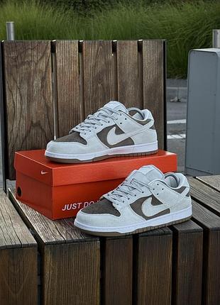 Кросівки nike sb dunk low, сірі / коричневі (замша) 1151-1
