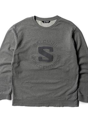 Salomon gray big logo sweatshirt crewnek outdoor style  [kmh017273]