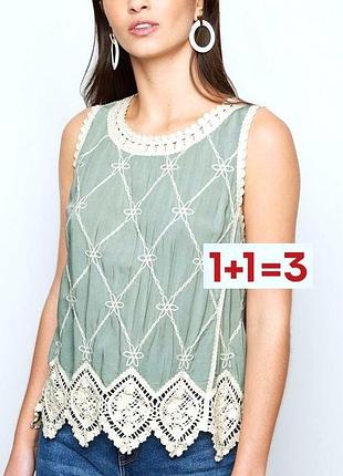 1+1=3 🎁 майка блуза з мереживом від new look