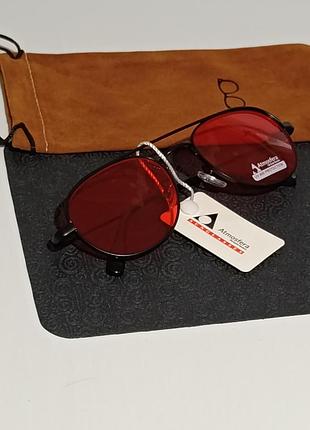 👓👓 сонцезахисні окуляри на металевій оправі з червоними лінзами 👓👓