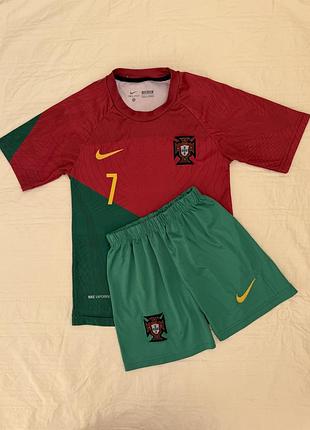 Дитяча футбольна форма футболка шорти комплект португалія ronaldo 7 nike (зріст 128-134 см)