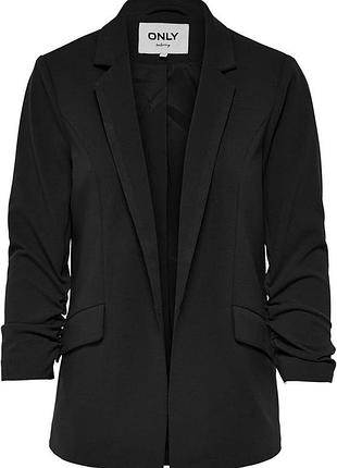 Женский черный блейзер жакет only tailoring с присборенными рукавами 3/4 размер s