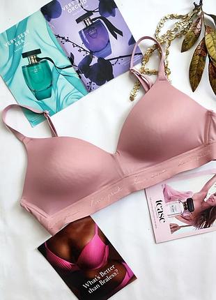 Бюстгальтер victoria's secret pink 36c 80c без кісточок топ