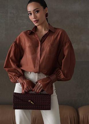 Сорочка жіноча one size s-xl тенсел коричневий білий