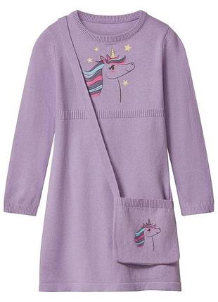 Платье вязаная с сумкой для девочки lupilu ecoprint 486199 098-104 см (2-4 years) фиолетовый