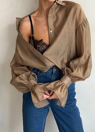 Сорочка жіноча one size s-xl тенсел коричневий  фіолетовий