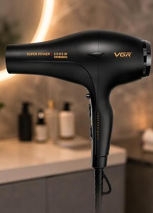 Фен vgr v 406 black / фен профессиональный 2 насадки, 3000 вт / фэн 3 уровня обдува, 3 уровня температуры