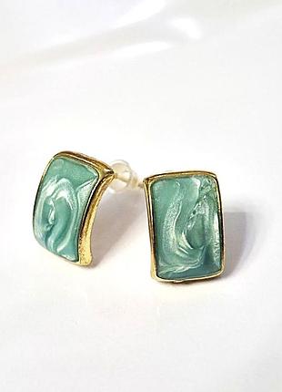 Сережки бижутерия на каждый день зеленые