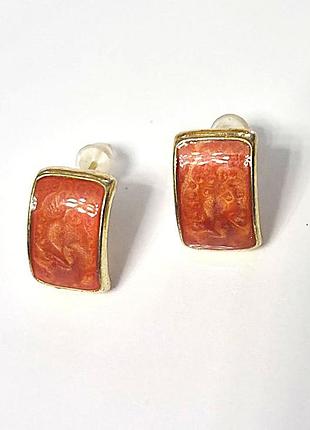 Сережки бижутерия на каждый день терракотовые