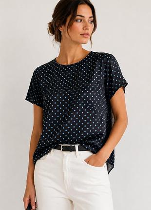Шовкова блуза caroll paris 100% silk у горошок, розмір 40