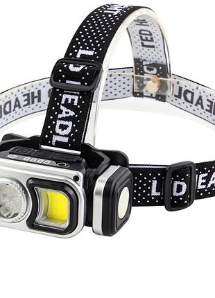 Налобный светодиодный фонарь hx-t60 5smd cob водонепроницаемый с магнитным креплением led black
