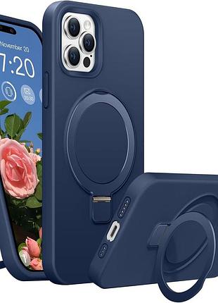 Чехол bentiacc для iphone 15 pro магнитный с кольцом-подставкой синий