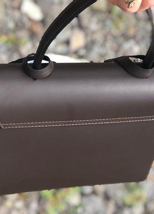 Итальянская кожаная сумка коричневая шоколадная тёмная женская шкіряна genuine leather3 фото