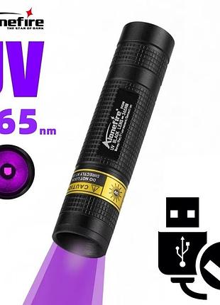 Ультрафиолетовый ручной мини-фонарь sv108 v2.0 365нм 3вт (usb type-c)