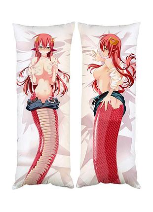 Подушка дакимакура мия ламия monster musume декоративная ростовая подушка для обнимания двусторонняя 30х60