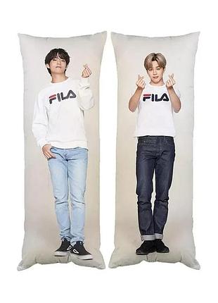 Подушка дакімакура k-pop bts бтс техен і чимін декоративна ростова подушка для обіймання 50х170