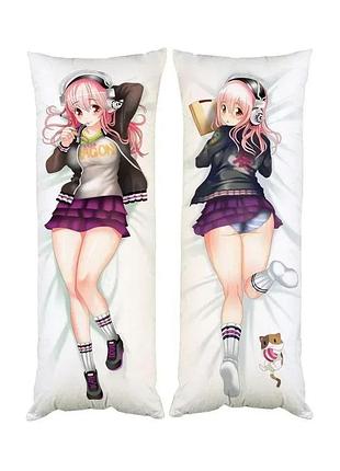 Подушка для обнимания дакимакура вакалоид сонико super sonico двухсторонняя ростовая антистресс 30х60