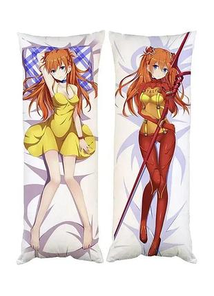 Подушка дакімакура аска ланглі євангеліон evangelion декоративна подушка для обіймання 30х60