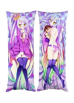 Подушка дакімакура широ нет гри немає життя no game no life декоративна подушка для обнімання двостороння 50х150