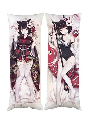 Подушка дакимакура неко azur lane кошачий рай декоративная ростовая подушка для обнимания двусторонняя 40х120