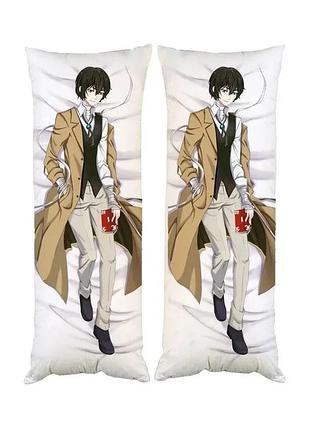 Подушка дакимакура дадзай осаму bungou stray dogs декоративная ростовая подушка для обнимания двусторонняя 60х180