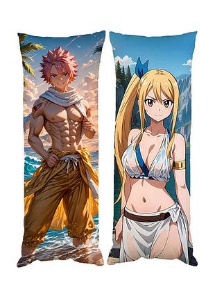 Подушка дакімакура нацу і люсі fairy tail декоративна ростова подушка для обіймання