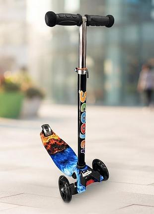 Самокат scooter з підсвічуванням коліс для дівчинки та хлопчика синій