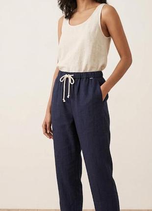 Брюки женские смель льна и вискозы на шнурке zara xs -s