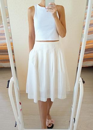 Льняная белая юбка uniqlo