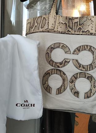 Оригінал! рідкісна шкіряна сумка-тоут coach audrey python slim tote (під реставрацію)