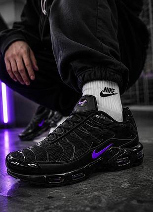 Мужские кроссовки nike air max tn черные с фиолетовыми вставками 40–46