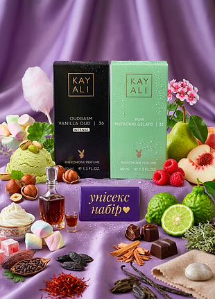 Oudgasm vanilla oud 36 yum pistachio gelato 33 набір парфумів з феромонами 40 мл унісекс духи ваніль фісташка стійкий аромат парфумована вода