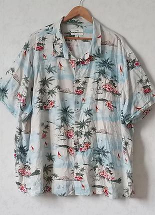 Сорочка чоловіча гавайка льон. 5xl