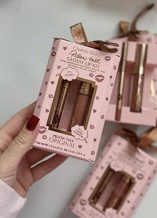 Charlotte tilbury pillow talk original glossy lips duo - набір для губ,блеск для губ,помада,карандаш