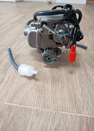 Карбюратор pd24j 24 мм woostar для скутеров и квадроциклов 125cc-150cc (gy6, 152qmi, 157qmj) с электроподсосом