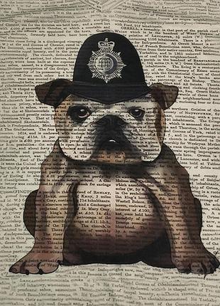 Fabfunky england bulldog policeman - крутая футболка с принтом бульдога-полицейского, унисекс - xxl