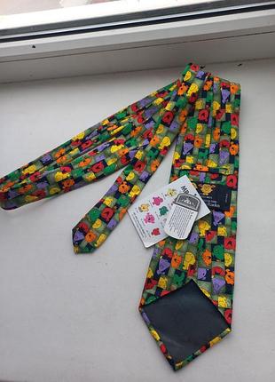 Вінтажна шовкова краватка tie rack (1996) mr. men, 100% шовк, італія. нова з бирками!