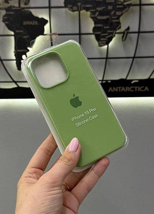Чохол silicone case з мікрофіброю для iphone 15 pro,якісний чохол для айфон 15 про (колір: зелений)
