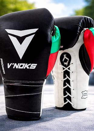 Боксерские перчатки v`noks mex pro 12 ун. из натуральной кожи мексиканский стиль система smartfit шнуровка