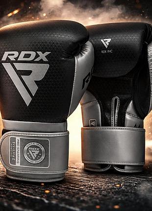 Боксерські рукавички rdx l2 mark pro silver 10 ун. з super skin max-shock equilibrium foam tri-lira2 вентиляція dazzle fabric