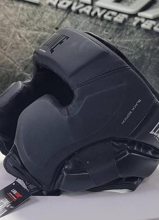 Тренувальні шолом для боксу чорний leone mono black розмір l на шнурівці з липучкою боксерський для голови