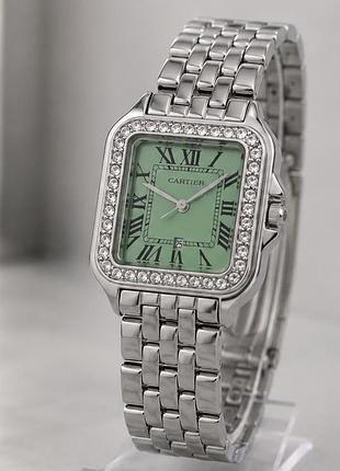 Жіночий наручний годинник cartier a326 silver-green
