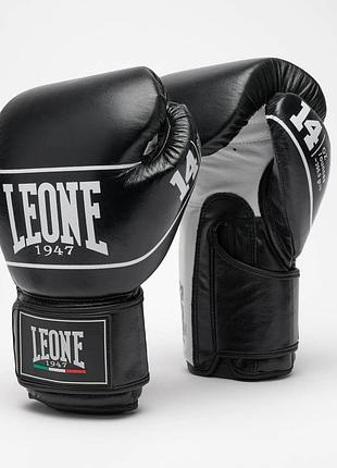 Боксерские перчатки leone shok pro black 10 ун. из натуральной кожи eva пенно-гелевое наполнение для спарринга и тренировок