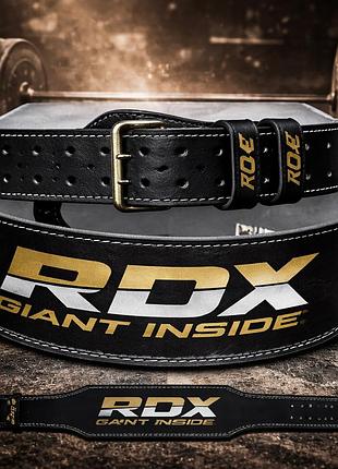 Пояс для важкої атлетики rdx gold 2xl із натуральної шкіри атлетичний вузький 10 см