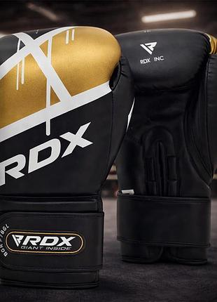 Боксерські рукавички rdx rex leather black 14 ун. з синтетичної шкіри rex гелеве наповнення imt манжет velcro