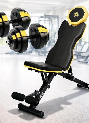 Силовой набор besport powerpro гантели 2×18,5 кг с скамейкой wb-002 гантели с регулировкой веса